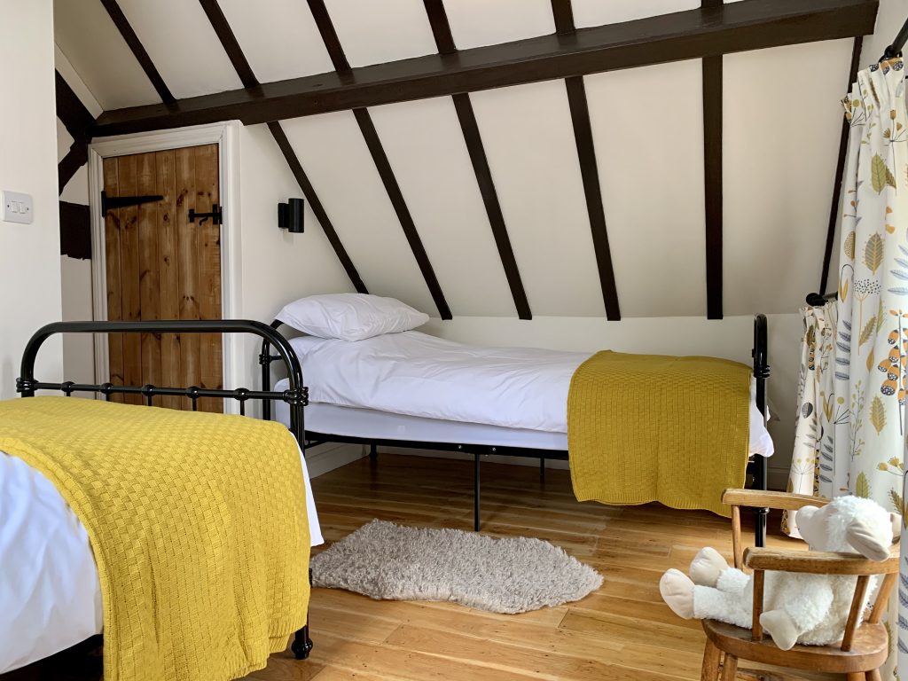 2nd bedroom in St Milburga Chapel holiday cottage near Ludlow.