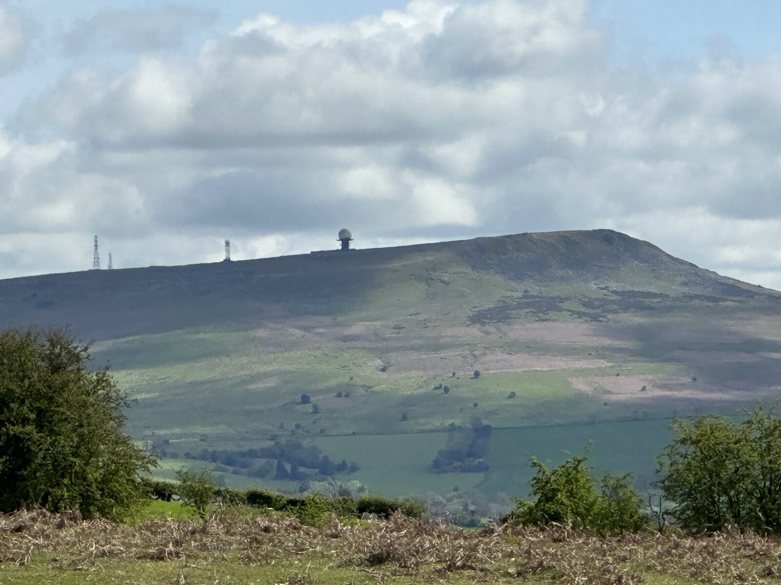 Shropshire hill ridge seen from the surrounding countryside